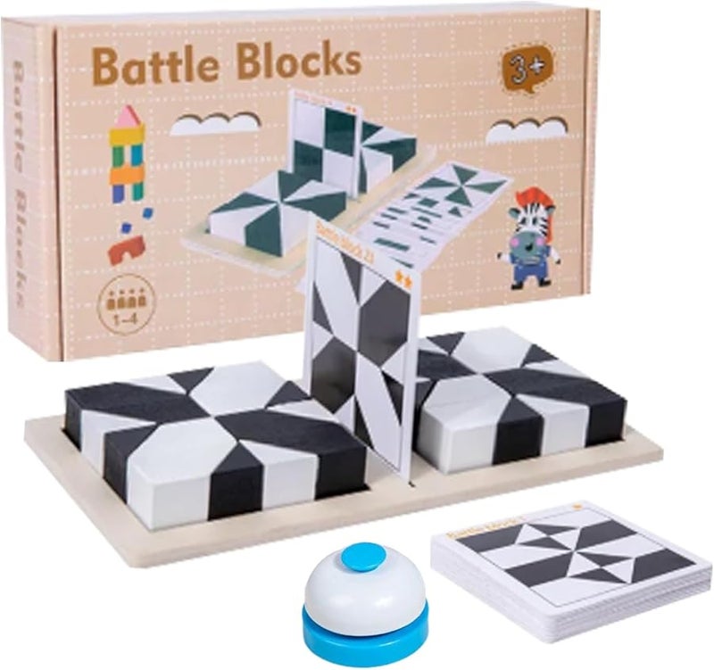 Wooden Block Logic Puzzle With Timer Buzzer And 80 Question Cards Blue Shot Bell Brain Teaser Toy - Image 1
